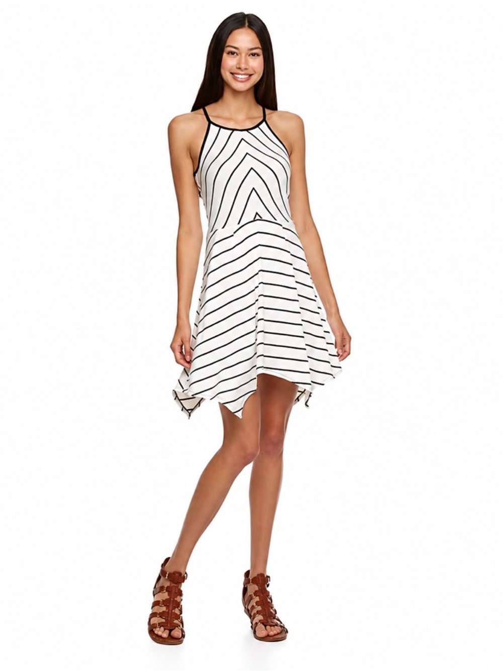🖤 Love, Fire Black & White Halter Skater Dress 🖤